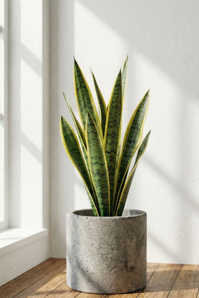 1. The Snake Plant (Sansevieria trifasciata)